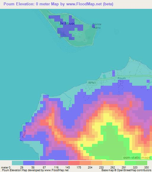 Poum,New Caledonia Elevation Map