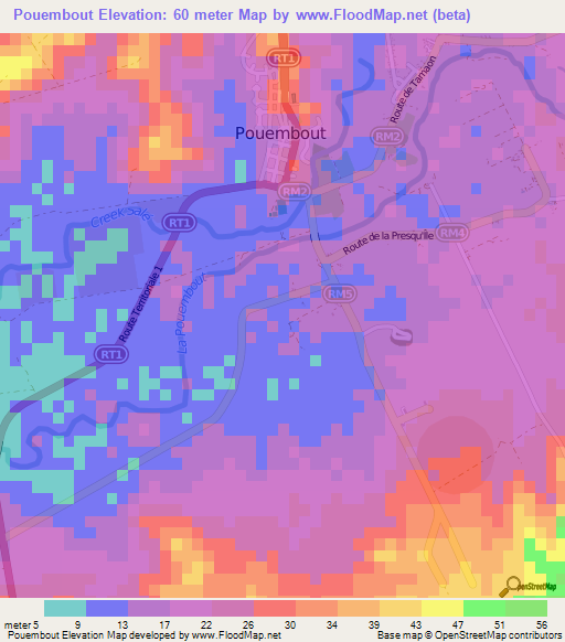 Pouembout,New Caledonia Elevation Map