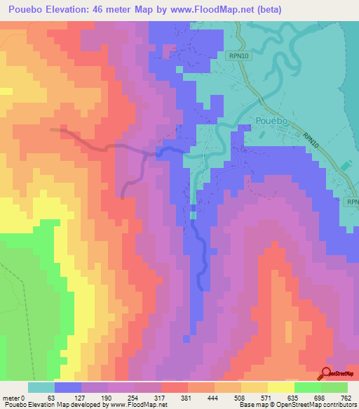 Pouebo,New Caledonia Elevation Map