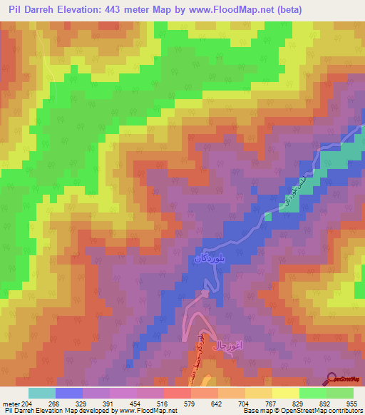 Pil Darreh,Iran Elevation Map