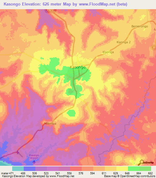 Kasongo,Congo (Kinshasa) Elevation Map
