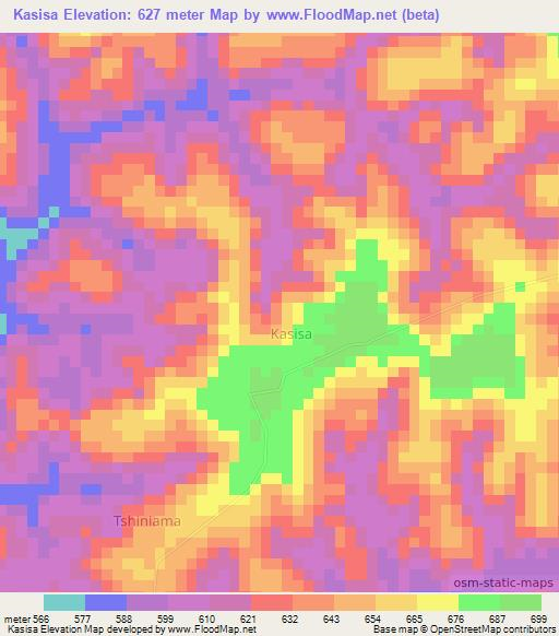 Kasisa,Congo (Kinshasa) Elevation Map