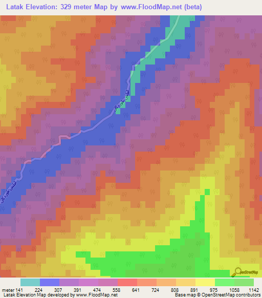 Latak,Iran Elevation Map