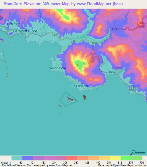 Mont-Dore,New Caledonia Elevation Map