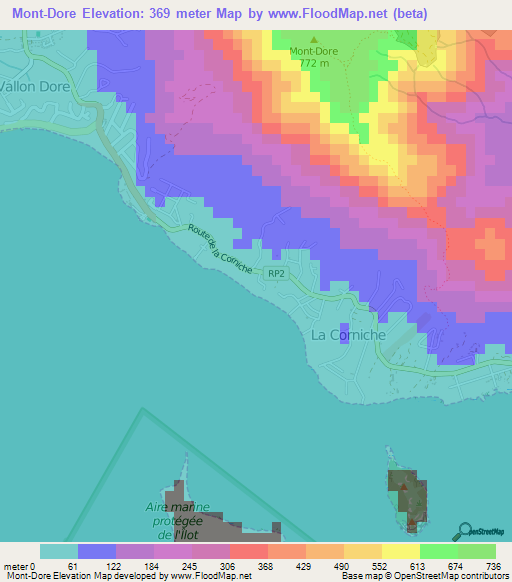 Mont-Dore,New Caledonia Elevation Map