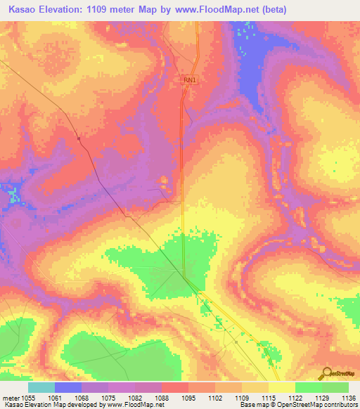 Kasao,Congo (Kinshasa) Elevation Map