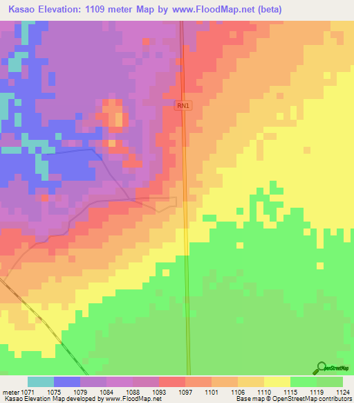 Kasao,Congo (Kinshasa) Elevation Map