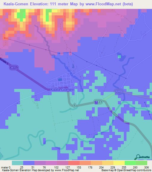 Kaala-Gomen,New Caledonia Elevation Map