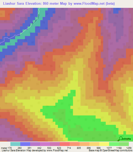 Liashur Sara,Iran Elevation Map