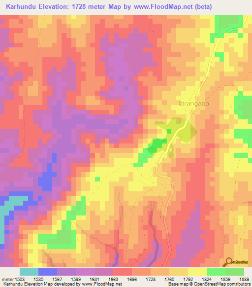 Karhundu,Congo (Kinshasa) Elevation Map