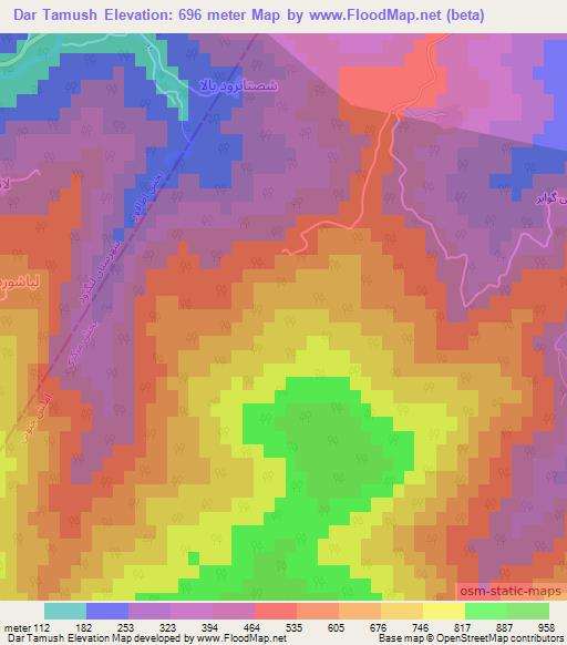 Dar Tamush,Iran Elevation Map
