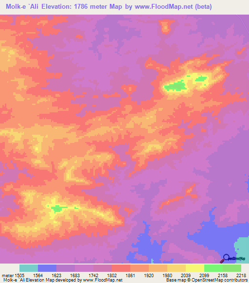 Molk-e `Ali,Iran Elevation Map