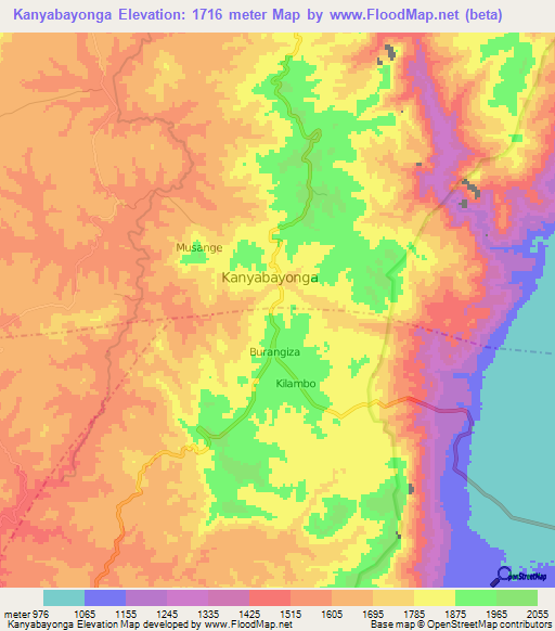 Kanyabayonga,Congo (Kinshasa) Elevation Map