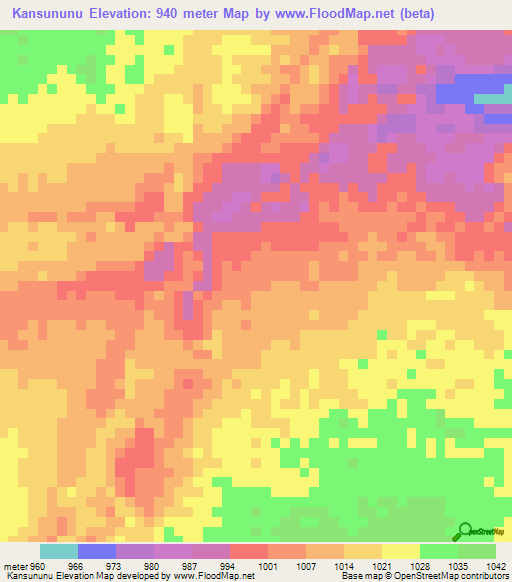 Kansununu,Congo (Kinshasa) Elevation Map