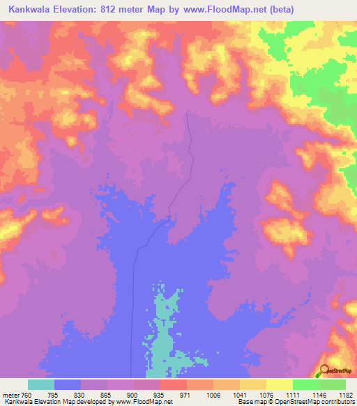 Kankwala,Congo (Kinshasa) Elevation Map
