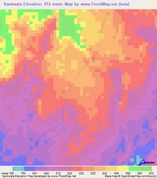 Kankwala,Congo (Kinshasa) Elevation Map