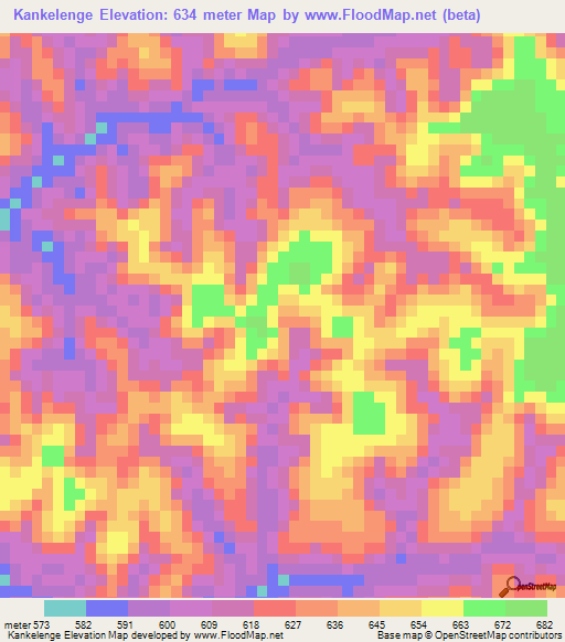 Kankelenge,Congo (Kinshasa) Elevation Map