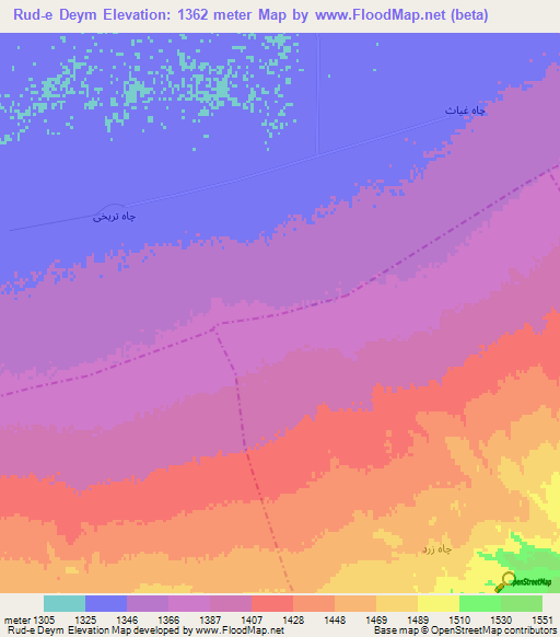 Rud-e Deym,Iran Elevation Map