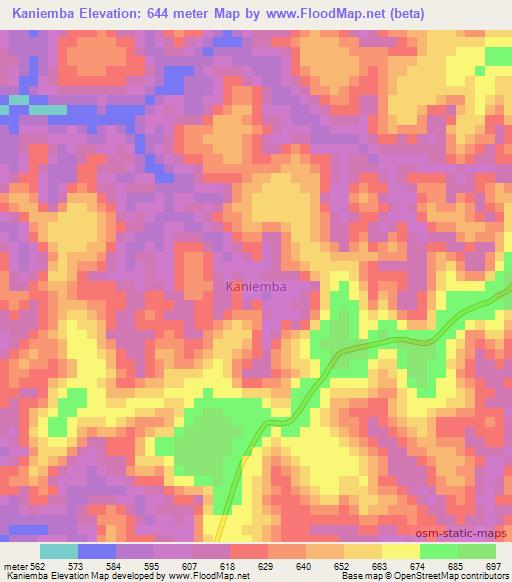 Kaniemba,Congo (Kinshasa) Elevation Map