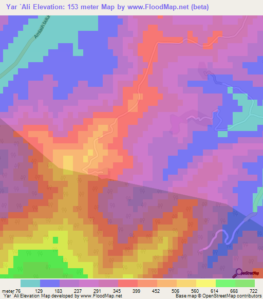 Yar `Ali,Iran Elevation Map