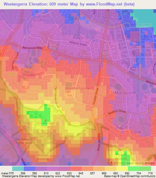 Weetangerra,Australia Elevation Map