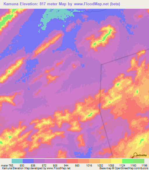 Kamuna,Congo (Kinshasa) Elevation Map