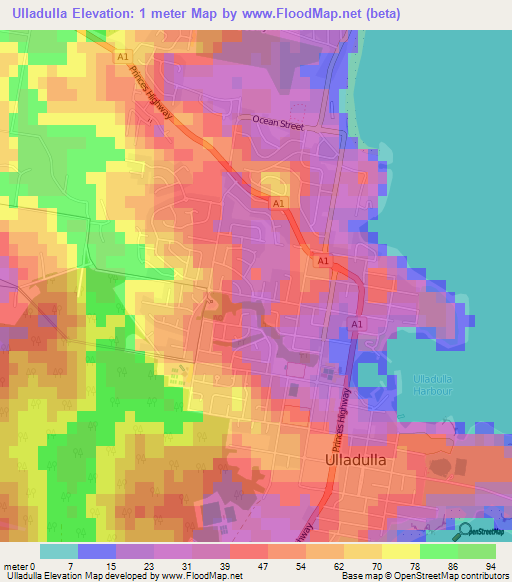 Ulladulla,Australia Elevation Map