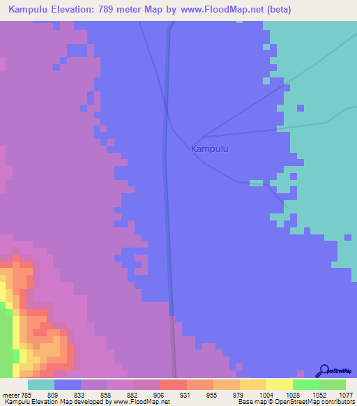 Kampulu,Congo (Kinshasa) Elevation Map