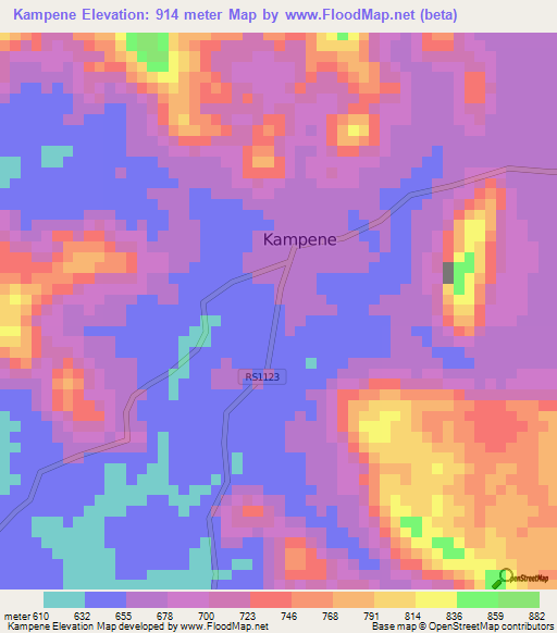 Kampene,Congo (Kinshasa) Elevation Map
