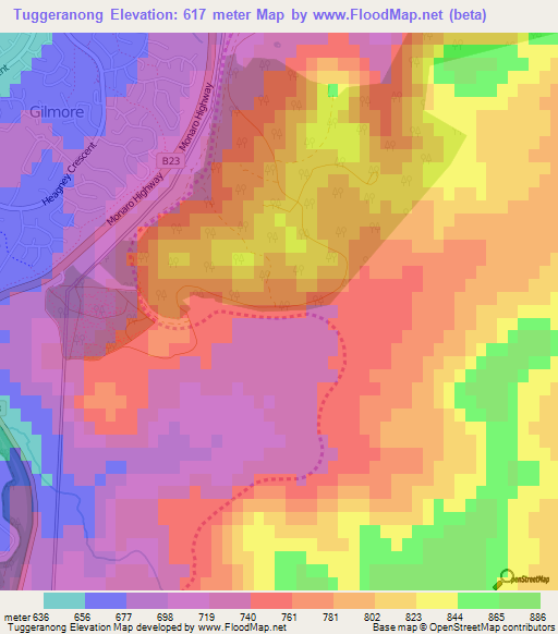 Tuggeranong,Australia Elevation Map