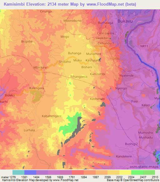Kamisimbi,Congo (Kinshasa) Elevation Map