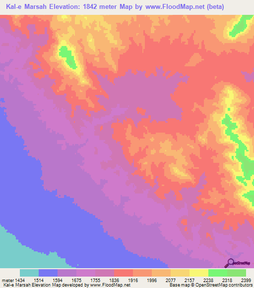 Kal-e Marsah,Iran Elevation Map