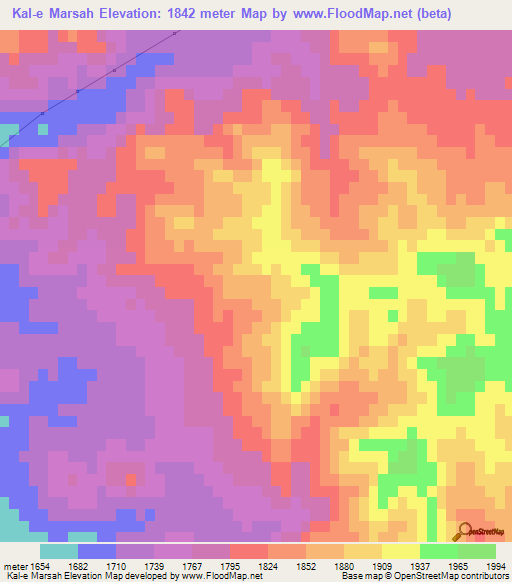 Kal-e Marsah,Iran Elevation Map