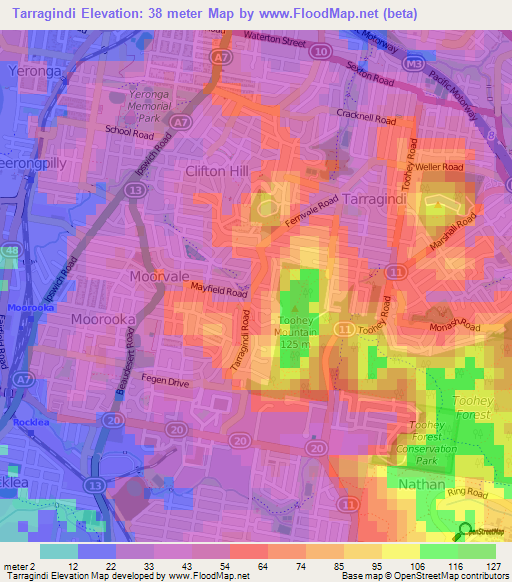 Tarragindi,Australia Elevation Map