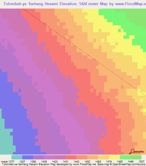 Tolombeh-ye Sarhang Hesami,Iran Elevation Map