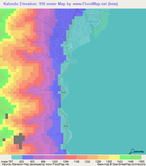Kalundu,Congo (Kinshasa) Elevation Map