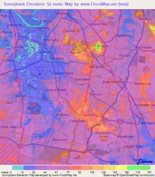 Sunnybank,Australia Elevation Map