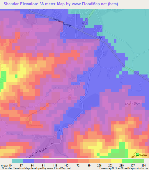 Shandar,Iran Elevation Map