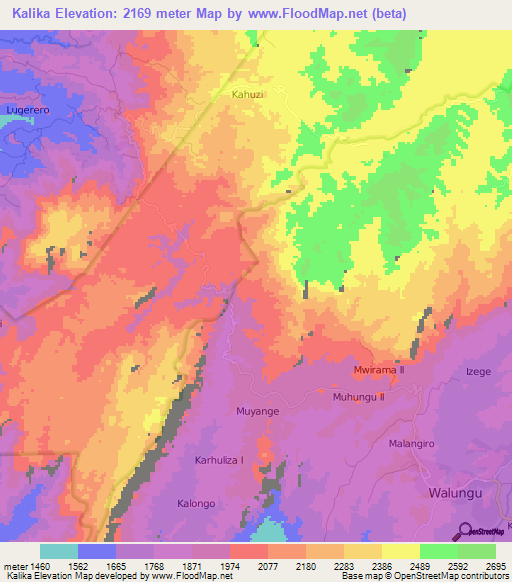 Kalika,Congo (Kinshasa) Elevation Map