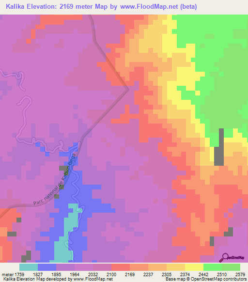 Kalika,Congo (Kinshasa) Elevation Map