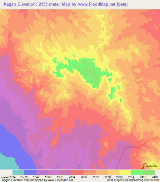 Kagan,Iran Elevation Map