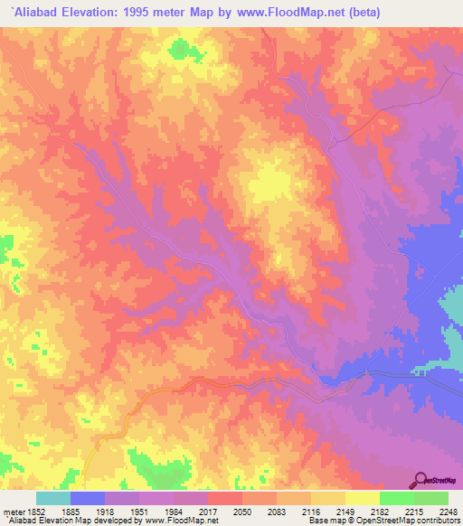 `Aliabad,Iran Elevation Map