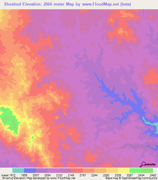 Shushud,Iran Elevation Map