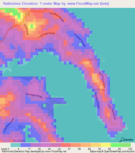 Rathmines,Australia Elevation Map