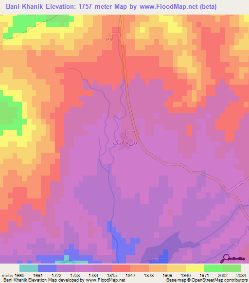 Bani Khanik,Iran Elevation Map