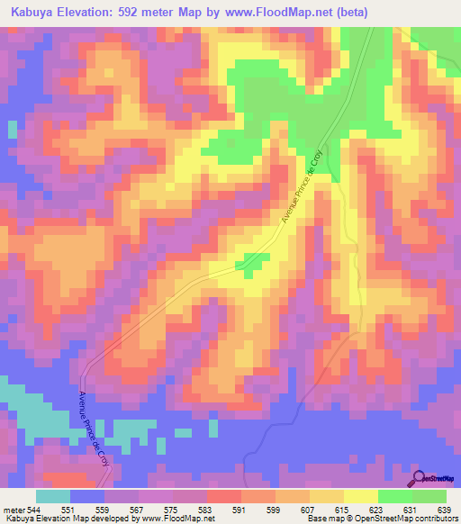 Kabuya,Congo (Kinshasa) Elevation Map