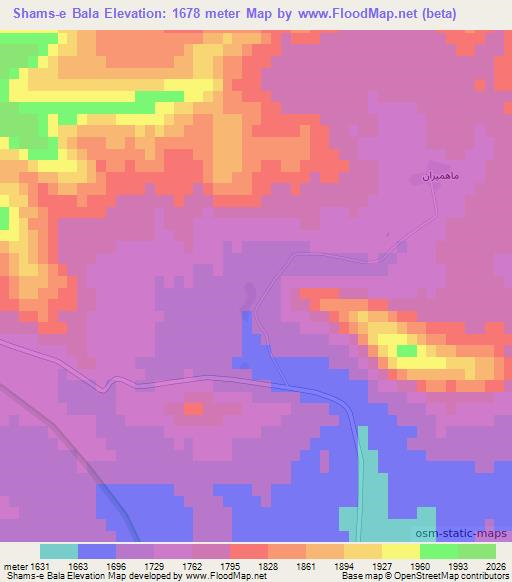Shams-e Bala,Iran Elevation Map