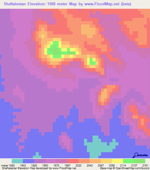 Shaftalestan,Iran Elevation Map