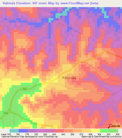 Kabinda,Congo (Kinshasa) Elevation Map