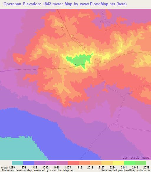Qozraban,Iran Elevation Map